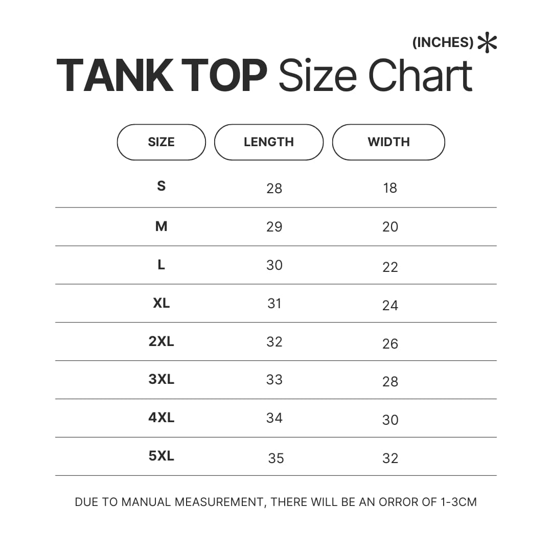Tank Top Size Chart 1 - Lana Del Rey Merch