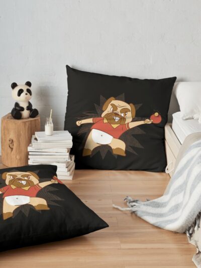 Table Tennis Dogs Throw Pillow Official Table Tennis Merch