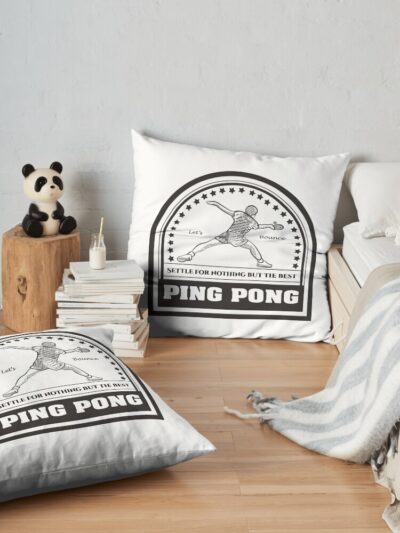 Vintage Art Badge Table Tennis Ping Pong: Let'S Bounce! Settle For Nothing But The Best Throw Pillow Official Table Tennis Merch