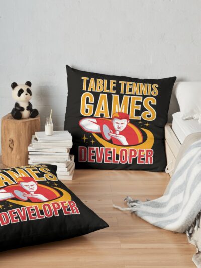 Table Tennis Games Developer Throw Pillow Official Table Tennis Merch