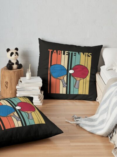 Vintage Table Tennis Gift Throw Pillow Official Table Tennis Merch