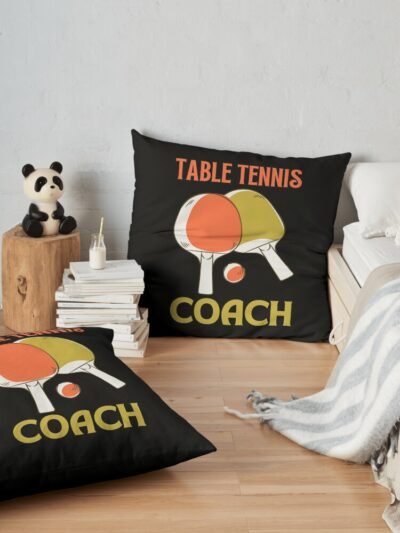 Table Tennis Coach Throw Pillow Official Table Tennis Merch