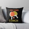 Table Tennis Coach Throw Pillow Official Table Tennis Merch