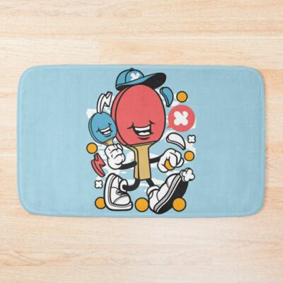 Cute Table Tennis Racket With Hand And Shoes Bath Mat Official Table Tennis Merch