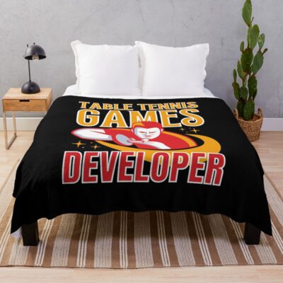 Table Tennis Games Developer Throw Blanket Official Table Tennis Merch