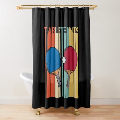 Vintage Table Tennis Shower Curtain Official Table Tennis Merch