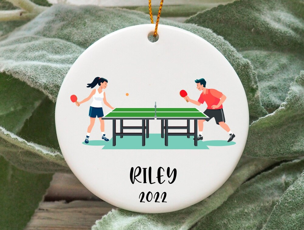 Personalized Table Tennis Players Christmas Ornament