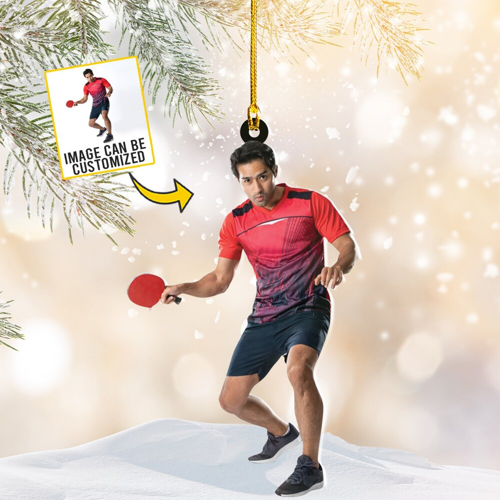 Customized Table Tennis Player Christmas Ornament